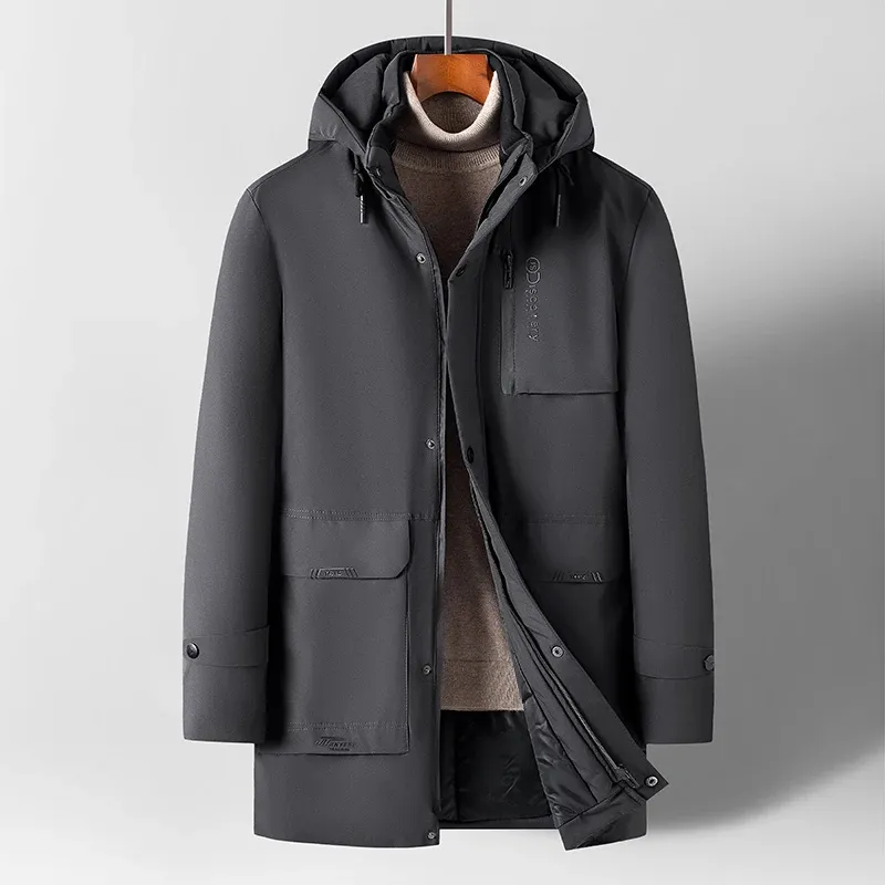 Veste d'hiver parka pour homme avec capuche et poches zippées